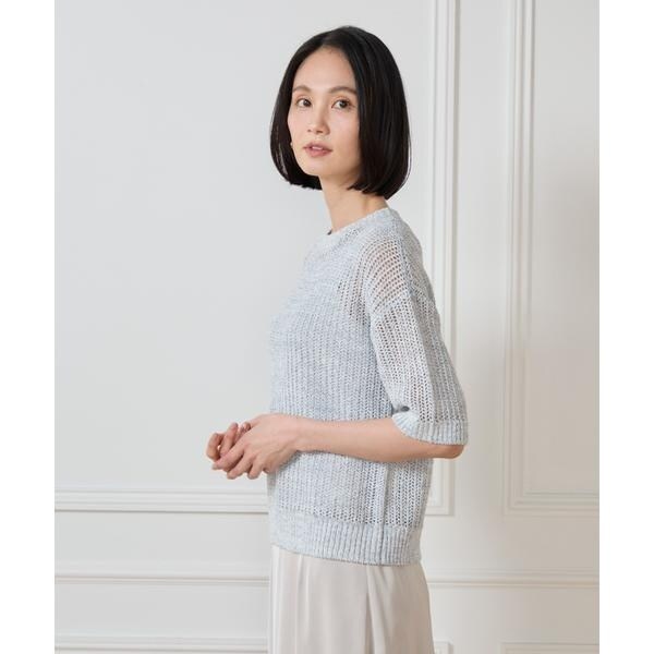 セブンアイディコンセプト（7ID concept）/《大きいサイズ》ボックスシルエット透かし柄ニット