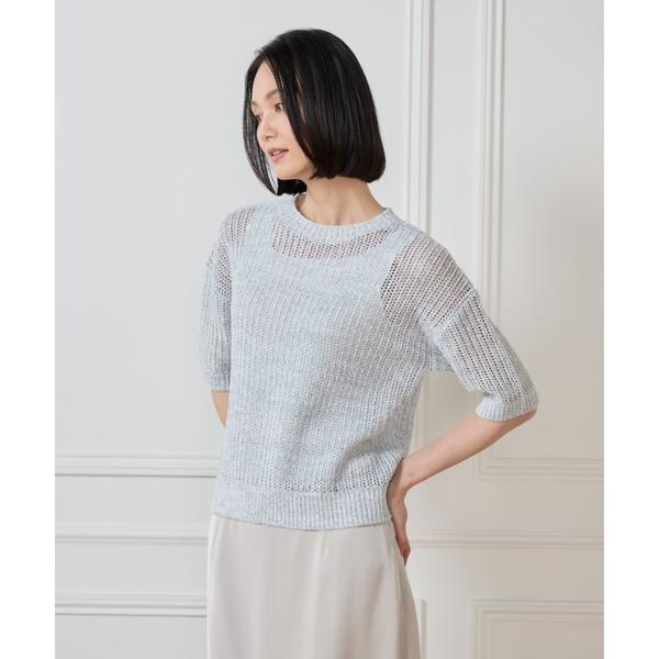 セブンアイディコンセプト（7ID concept）/《大きいサイズ》ボックスシルエット透かし柄ニット