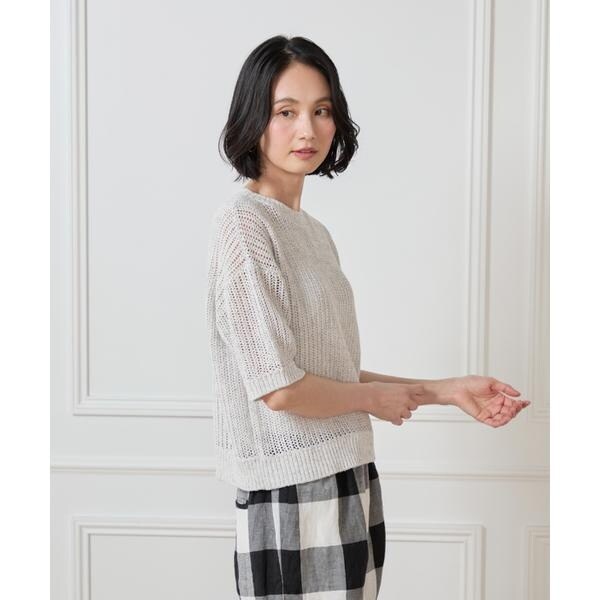 セブンアイディコンセプト（7ID concept）/《大きいサイズ》ボックスシルエット透かし柄ニット