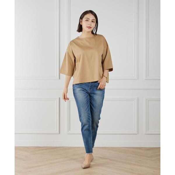 セブンアイディコンセプト（7ID concept）/《大きいサイズ》布帛コンビネーションTシャツ