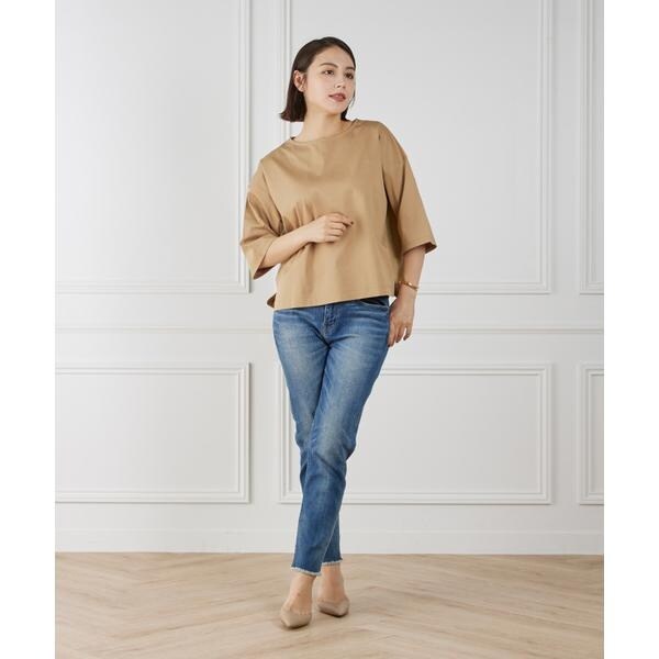 セブンアイディコンセプト（7ID concept）/《大きいサイズ》布帛コンビネーションTシャツ