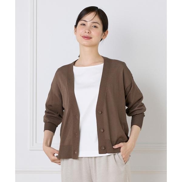 セブンアイディコンセプト（7ID concept）/《大きいサイズ》コットンナイロンVネックカーディガン
