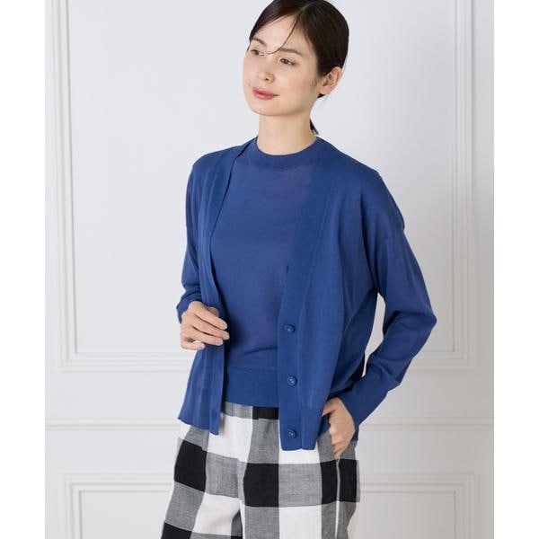 セブンアイディコンセプト（7ID concept）/《大きいサイズ》コットンナイロンVネックカーディガン