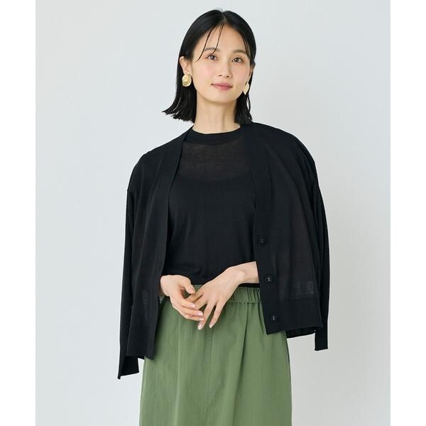 セブンアイディコンセプト（7ID concept）/《大きいサイズ》コットンナイロンVネックカーディガン