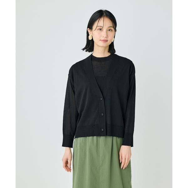 セブンアイディコンセプト（7ID concept）/《大きいサイズ》コットンナイロンVネックカーディガン