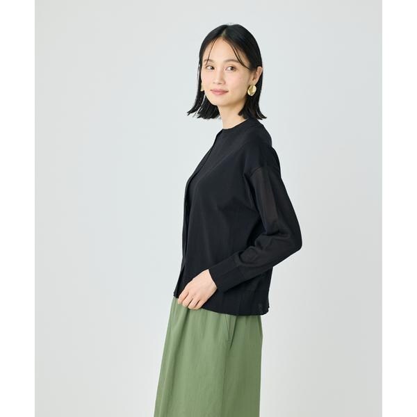 セブンアイディコンセプト（7ID concept）/《大きいサイズ》コットンナイロンVネックカーディガン