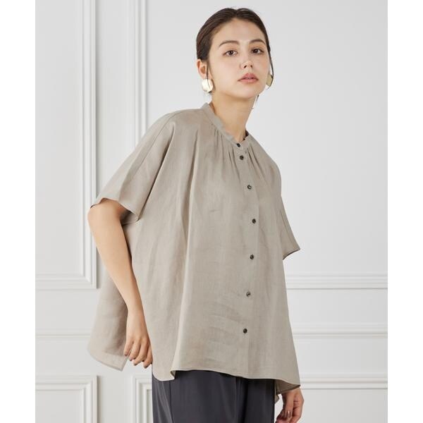 セブンアイディコンセプト（7ID concept）/《大きいサイズ》ポンチョ風バンドカラーブラウス