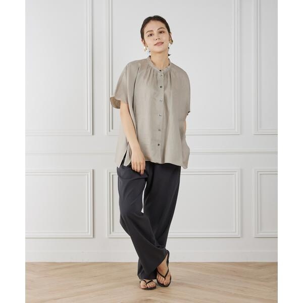 セブンアイディコンセプト（7ID concept）/《大きいサイズ》ポンチョ風バンドカラーブラウス