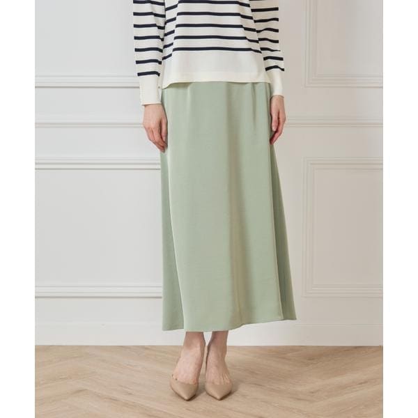 セブンアイディコンセプト（7ID concept）/《大きいサイズ》サテンナローセミフレアスカート