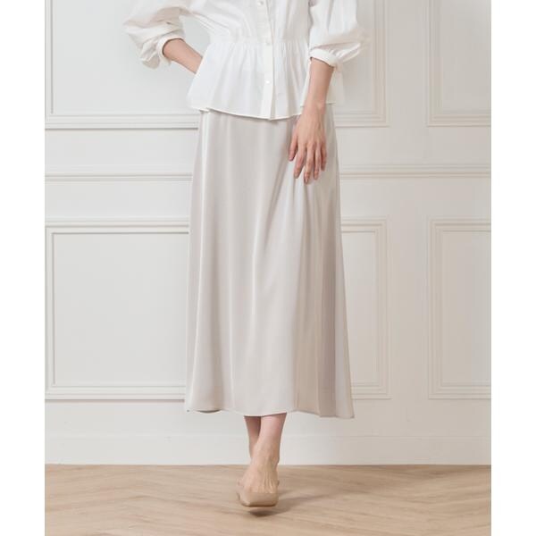 セブンアイディコンセプト（7ID concept）/《大きいサイズ》サテンナローセミフレアスカート