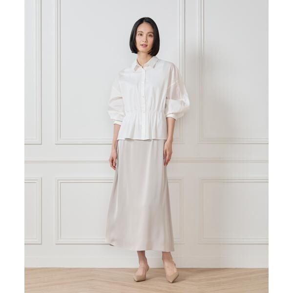 セブンアイディコンセプト（7ID concept）/《大きいサイズ》サテンナローセミフレアスカート