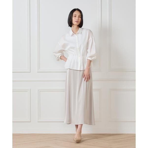 セブンアイディコンセプト（7ID concept）/《大きいサイズ》サテンナローセミフレアスカート