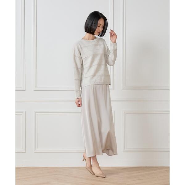 セブンアイディコンセプト（7ID concept）/《大きいサイズ》サテンナローセミフレアスカート