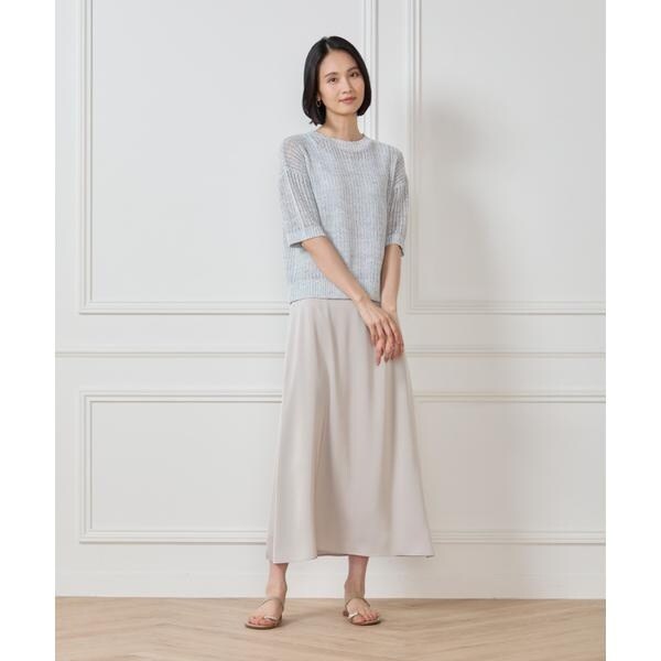 セブンアイディコンセプト（7ID concept）/《大きいサイズ》サテンナローセミフレアスカート