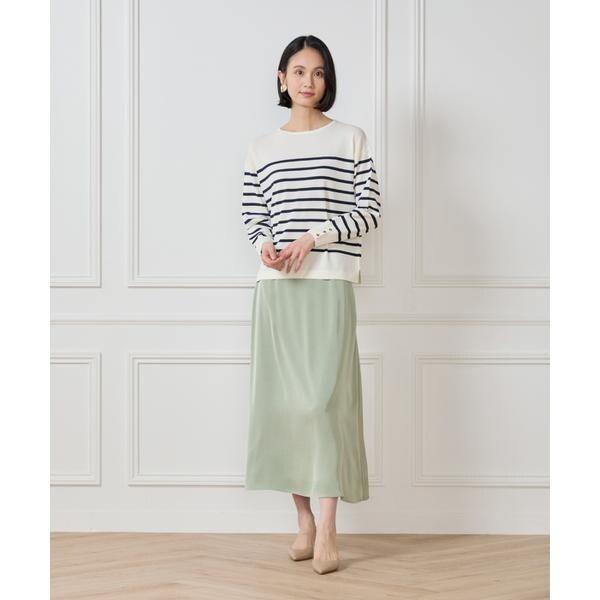 セブンアイディコンセプト（7ID concept）/《大きいサイズ》サテンナローセミフレアスカート