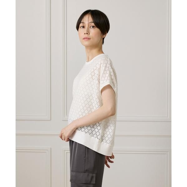 セブンアイディコンセプト（7ID concept）/《大きいサイズ》アイレット天竺カットプルオーバー