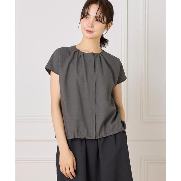 セブンアイディコンセプト（7ID concept）/《大きいサイズ》サッカーチェック フレンチスリーブブラウス