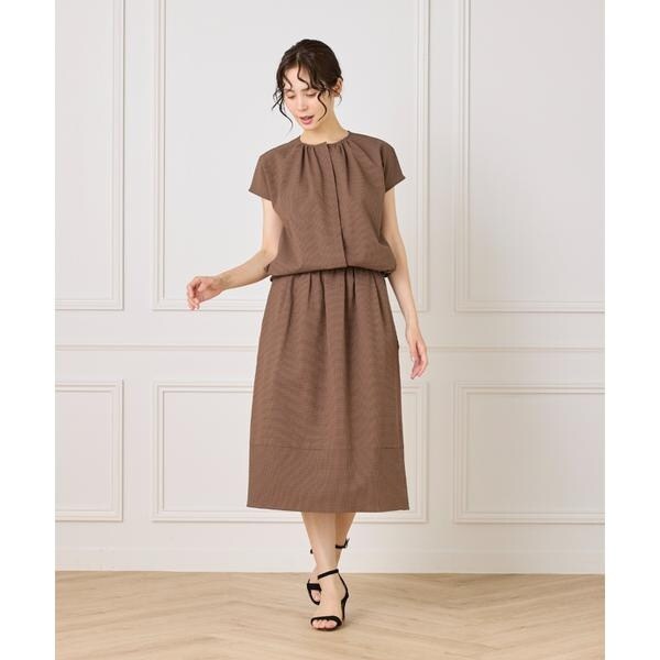 セブンアイディコンセプト（7ID concept）/《大きいサイズ》サッカーチェック フレンチスリーブブラウス