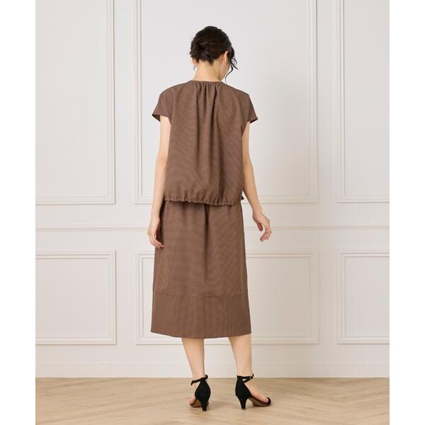 セブンアイディコンセプト（7ID concept）/《大きいサイズ》サッカーチェック フレンチスリーブブラウス