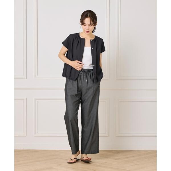 セブンアイディコンセプト（7ID concept）/《大きいサイズ》サッカーチェック フレンチスリーブブラウス