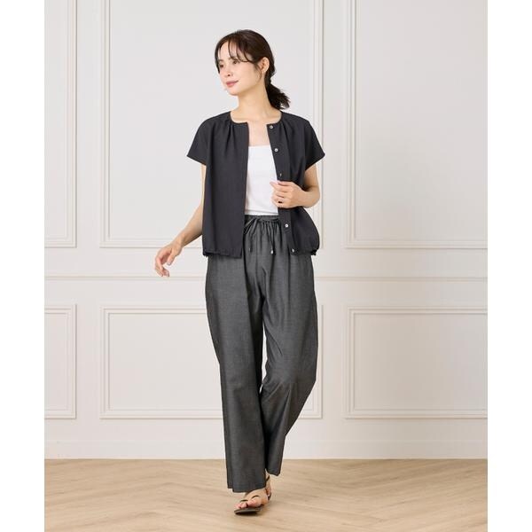 セブンアイディコンセプト（7ID concept）/《大きいサイズ》サッカーチェック フレンチスリーブブラウス