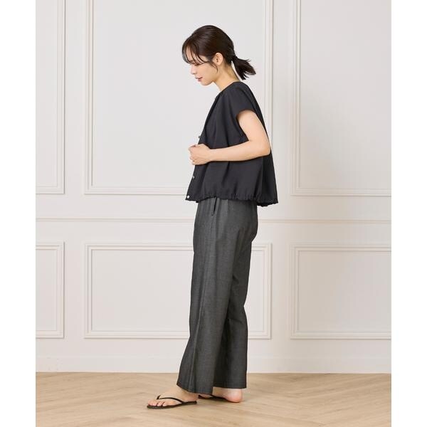 セブンアイディコンセプト（7ID concept）/《大きいサイズ》サッカーチェック フレンチスリーブブラウス