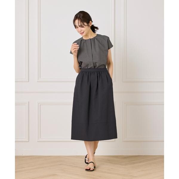 セブンアイディコンセプト（7ID concept）/《大きいサイズ》サッカーチェック フレンチスリーブブラウス