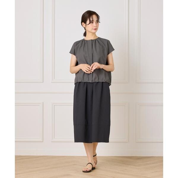 セブンアイディコンセプト（7ID concept）/《大きいサイズ》サッカーチェック フレンチスリーブブラウス