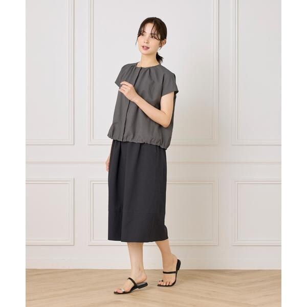 セブンアイディコンセプト（7ID concept）/《大きいサイズ》サッカーチェック フレンチスリーブブラウス