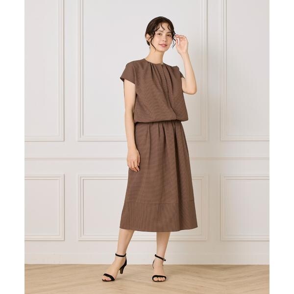 セブンアイディコンセプト（7ID concept）/《大きいサイズ》サッカーチェック 切り替えギャザースカート