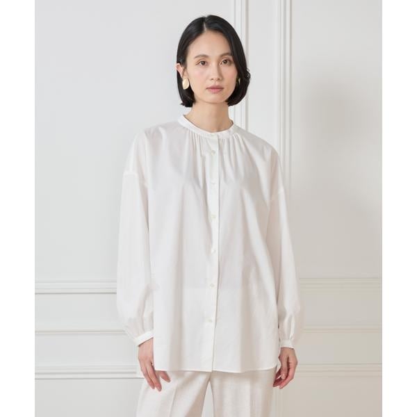 セブンアイディコンセプト（7ID concept）/《大きいサイズ》バンドカラーブラウス