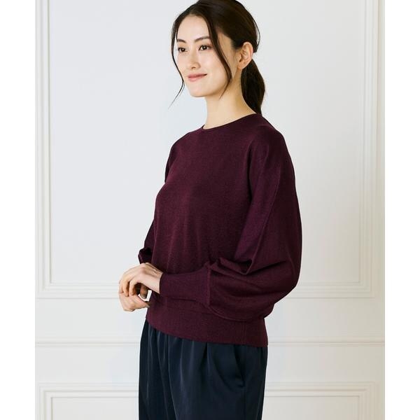 セブンアイディコンセプト（7ID concept）/《大きいサイズ》ラメパフスリーブニットプルオーバー
