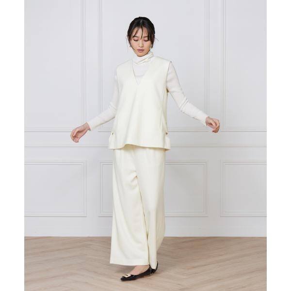 セブンアイディコンセプト（7ID concept）/《大きいサイズ》ドロストストレートワイドパンツ