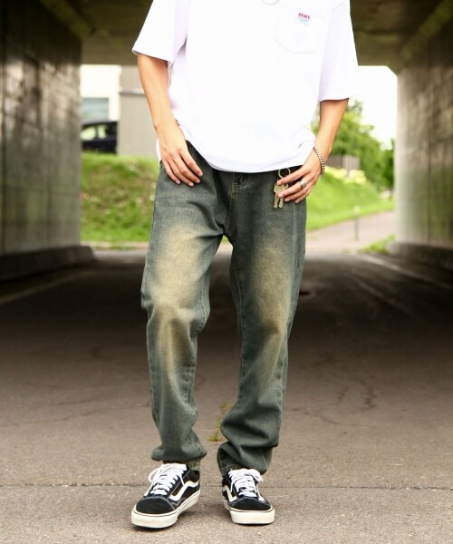 ジップファイブ（ZIP FIVE）/ヴィンテージ メイク タック  テーパード ハイウエスト デニム パンツ/ダメージ加工の通販は 5,581円