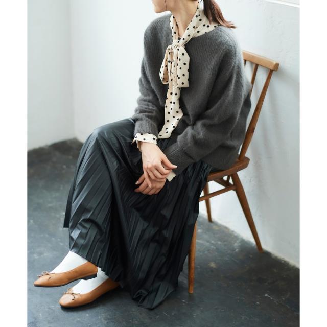 ルクールブラン/エアリーレザープリーツスカートの通販は