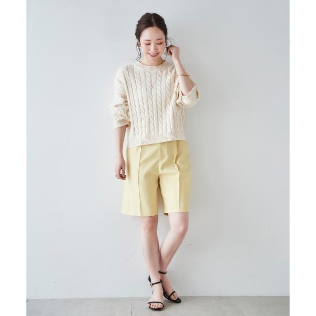 ルクールブラン（le．coeur blanc）/ツイルストレッチハーフパンツの