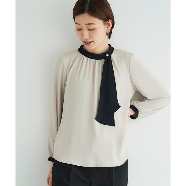 ルクールブラン（le．coeur blanc）/《手洗い可能》ジョーゼットサイドスカーフタイブラウスの通販は 7,480円
