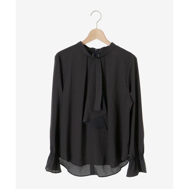 ルクールブラン（le．coeur blanc）/《手洗い可能》キカプリントスカーフタイブラウス