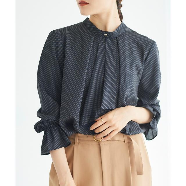 ルクールブラン（le．coeur blanc）/《手洗い可能》キカプリントスカーフタイブラウス