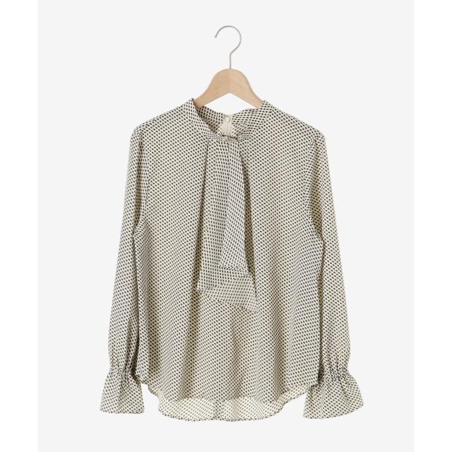 ルクールブラン（le．coeur blanc）/《手洗い可能》キカプリントスカーフタイブラウス