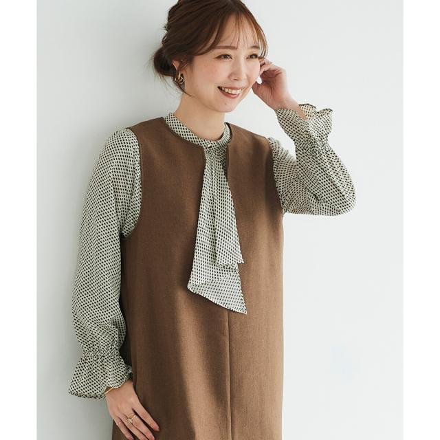 ルクールブラン（le．coeur blanc）/《手洗い可能》キカプリントスカーフタイブラウス