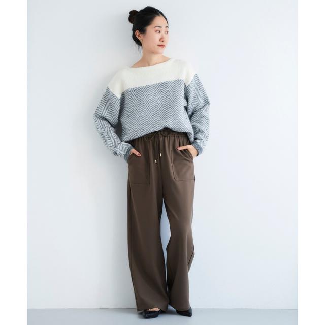 ルクールブラン（le．coeur blanc）/《手洗い可能》コスミカルウォームイージーワイドパンツ