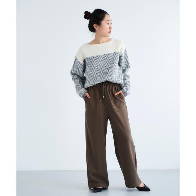 ルクールブラン（le．coeur blanc）/《手洗い可能》コスミカルウォームイージーワイドパンツ