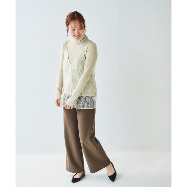 ルクールブラン（le．coeur blanc）/《手洗い可能》コスミカルウォームイージーワイドパンツ