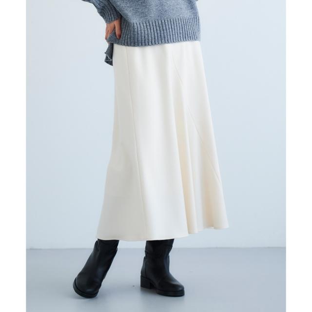 ルクールブラン（le．coeur blanc）/《手洗い可能》カシミヤタッチフレアスカート