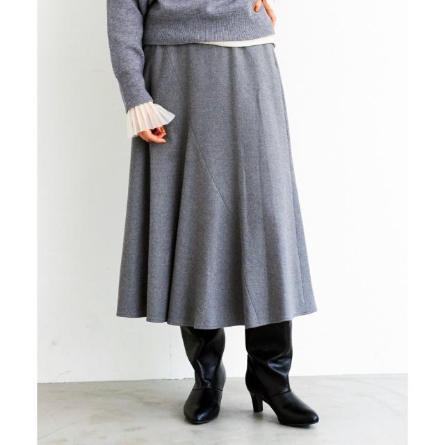 ルクールブラン（le．coeur blanc）/《手洗い可能》カシミヤタッチフレアスカート
