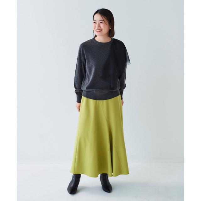 ルクールブラン（le．coeur blanc）/《手洗い可能》カシミヤタッチフレアスカート