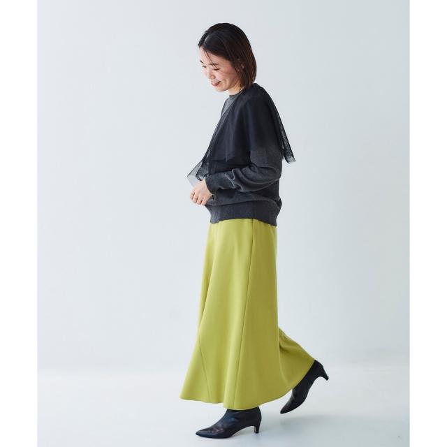 ルクールブラン（le．coeur blanc）/《手洗い可能》カシミヤタッチフレアスカート