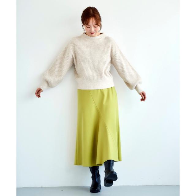 ルクールブラン（le．coeur blanc）/《手洗い可能》カシミヤタッチフレアスカート