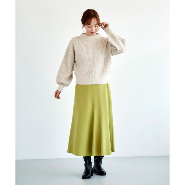 ルクールブラン（le．coeur blanc）/《手洗い可能》カシミヤタッチフレアスカート